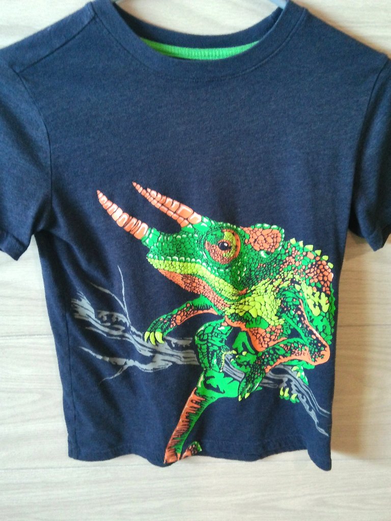 Cat & Jack Tee Shirt Boy's Size L (12-14) Chameleon Reptile Navy Short Sleeves